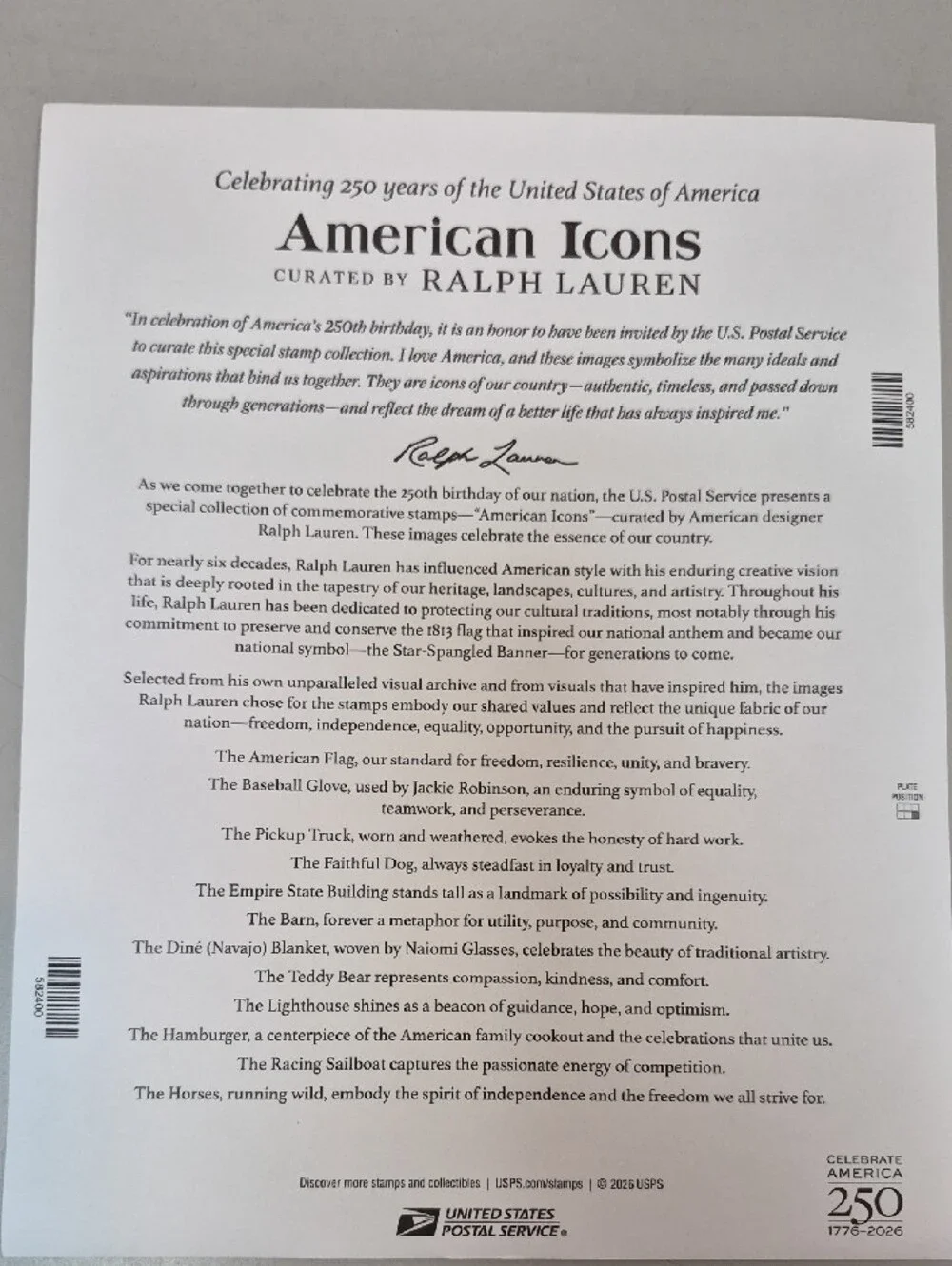 Ralph Lauren Navy and Denim Blue American Icons Stamps